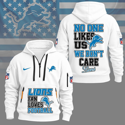 LIMITED EDITION - NEW CUSTOMIZED NFL04 DTL DETROIT LIONS QUARTER ZIP HOODIE