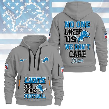 LIMITED EDITION - NEW CUSTOMIZED NFL04 DTL DETROIT LIONS QUARTER ZIP HOODIE