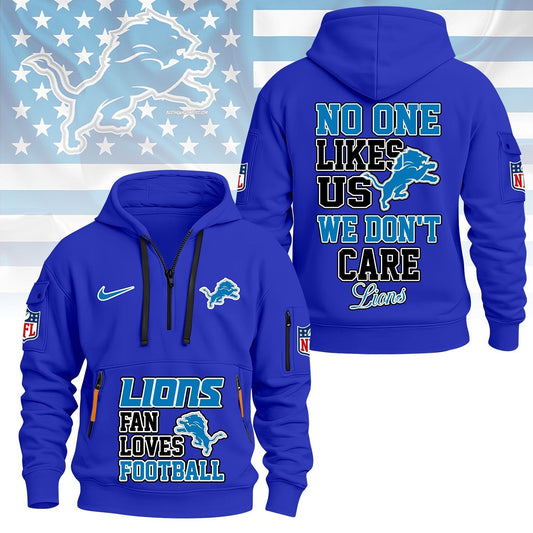 LIMITED EDITION - NEW CUSTOMIZED NFL04 DTL DETROIT LIONS QUARTER ZIP HOODIE
