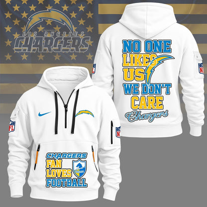 LIMITED EDITION - NEW CUSTOMIZED NFL09 LAC LOS ANGELES CHARGERS QUARTER ZIP HOODIE