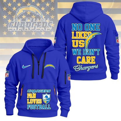 LIMITED EDITION - NEW CUSTOMIZED NFL09 LAC LOS ANGELES CHARGERS QUARTER ZIP HOODIE