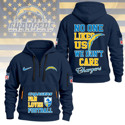 LIMITED EDITION - NEW CUSTOMIZED NFL09 LAC LOS ANGELES CHARGERS QUARTER ZIP HOODIE