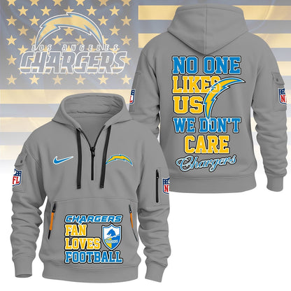 LIMITED EDITION - NEW CUSTOMIZED NFL09 LAC LOS ANGELES CHARGERS QUARTER ZIP HOODIE