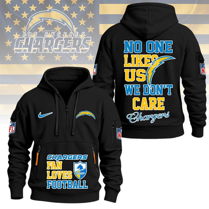 LIMITED EDITION - NEW CUSTOMIZED NFL09 LAC LOS ANGELES CHARGERS QUARTER ZIP HOODIE