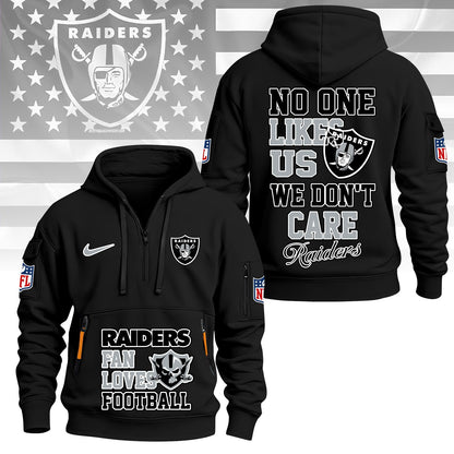 LIMITED EDITION - NEW CUSTOMIZED NFL07 LVR LAS VEGAS RAIDERS QUARTER ZIP HOODIE