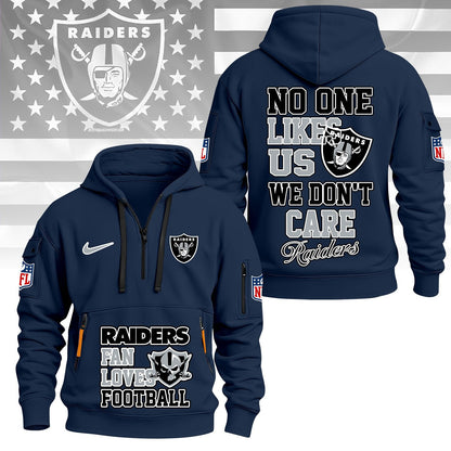 LIMITED EDITION - NEW CUSTOMIZED NFL07 LVR LAS VEGAS RAIDERS QUARTER ZIP HOODIE