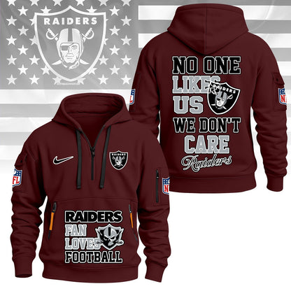 LIMITED EDITION - NEW CUSTOMIZED NFL07 LVR LAS VEGAS RAIDERS QUARTER ZIP HOODIE