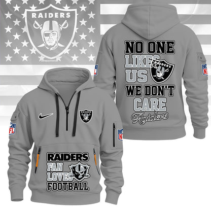 LIMITED EDITION - NEW CUSTOMIZED NFL07 LVR LAS VEGAS RAIDERS QUARTER ZIP HOODIE