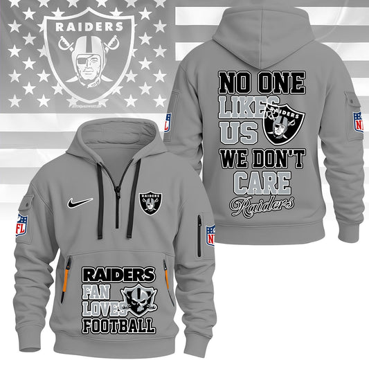 LIMITED EDITION - NEW CUSTOMIZED NFL07 LVR LAS VEGAS RAIDERS QUARTER ZIP HOODIE