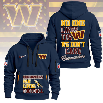 LIMITED EDITION - NEW CUSTOMIZED NFL12 WTC WASHINGTON COMMANDERS QUARTER ZIP HOODIE