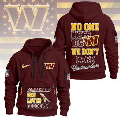 LIMITED EDITION - NEW CUSTOMIZED NFL12 WTC WASHINGTON COMMANDERS QUARTER ZIP HOODIE