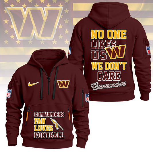 LIMITED EDITION - NEW CUSTOMIZED NFL12 WTC WASHINGTON COMMANDERS QUARTER ZIP HOODIE