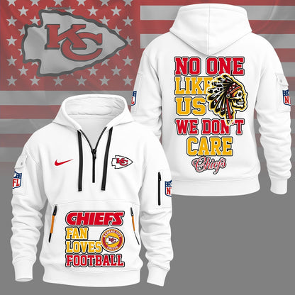 LIMITED EDITION - NEW CUSTOMIZED NFL01 KCC KANSAS CITY CHIEFS QUARTER ZIP HOODIE