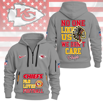 LIMITED EDITION - NEW CUSTOMIZED NFL01 KCC KANSAS CITY CHIEFS QUARTER ZIP HOODIE
