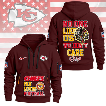 LIMITED EDITION - NEW CUSTOMIZED NFL01 KCC KANSAS CITY CHIEFS QUARTER ZIP HOODIE
