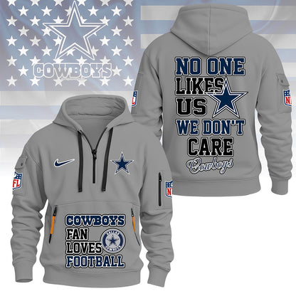 LIMITED EDITION - NEW CUSTOMIZED NFL21 DCB DALLAS COWBOYS QUARTER ZIP HOODIE