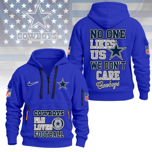 LIMITED EDITION - NEW CUSTOMIZED NFL21 DCB DALLAS COWBOYS QUARTER ZIP HOODIE