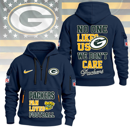 LIMITED EDITION - NEW CUSTOMIZED NFL08 GBP GREEN BAY PACKERS QUARTER ZIP HOODIE