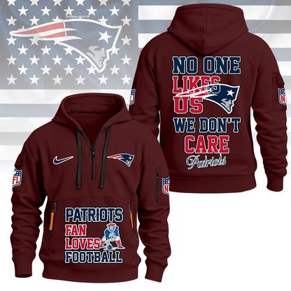 LIMITED EDITION - NEW CUSTOMIZED NFL27 NEP NEW ENGLAND PATRIOTS QUARTER ZIP HOODIE