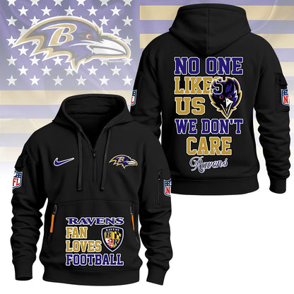 LIMITED EDITION - NEW CUSTOMIZED NFL28 BTR BALTIMORE RAVENS QUARTER ZIP HOODIE
