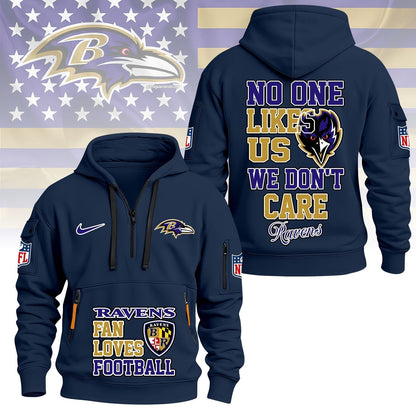 LIMITED EDITION - NEW CUSTOMIZED NFL28 BTR BALTIMORE RAVENS QUARTER ZIP HOODIE