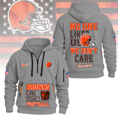 LIMITED EDITION - NEW CUSTOMIZED NFL29 CLB CLEVELAND BROWNS QUARTER ZIP HOODIE