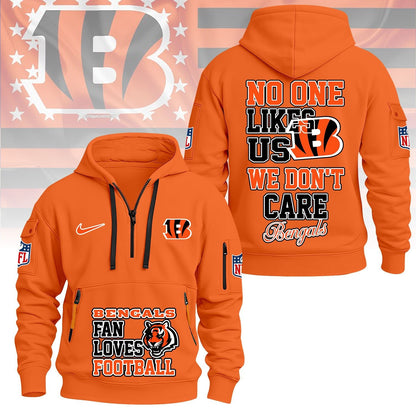 LIMITED EDITION - NEW CUSTOMIZED NFL16 CCB CINCINNATI BENGALS QUARTER ZIP HOODIE