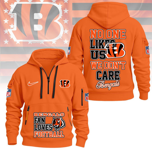 LIMITED EDITION - NEW CUSTOMIZED NFL16 CCB CINCINNATI BENGALS QUARTER ZIP HOODIE