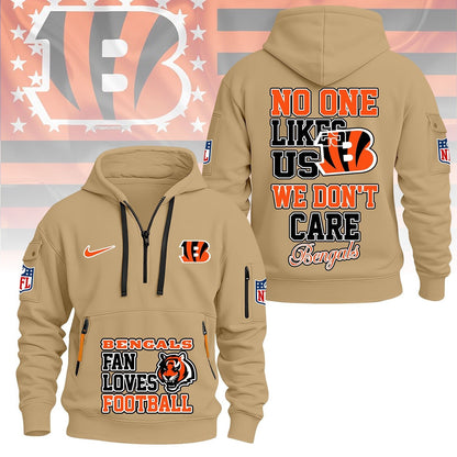 LIMITED EDITION - NEW CUSTOMIZED NFL16 CCB CINCINNATI BENGALS QUARTER ZIP HOODIE