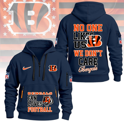 LIMITED EDITION - NEW CUSTOMIZED NFL16 CCB CINCINNATI BENGALS QUARTER ZIP HOODIE