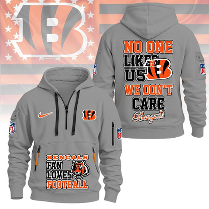 LIMITED EDITION - NEW CUSTOMIZED NFL16 CCB CINCINNATI BENGALS QUARTER ZIP HOODIE