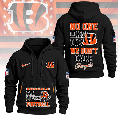 LIMITED EDITION - NEW CUSTOMIZED NFL16 CCB CINCINNATI BENGALS QUARTER ZIP HOODIE