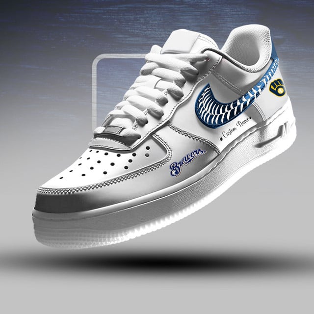 LIMITED EDITION - NEW CUSTOMIZED MLB15 MBS MILWAUKEE BREWERS AF1 SNEAKERS