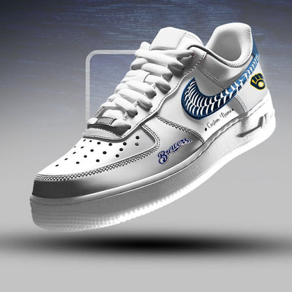 LIMITED EDITION - NEW CUSTOMIZED MLB15 MBS MILWAUKEE BREWERS AF1 SNEAKERS