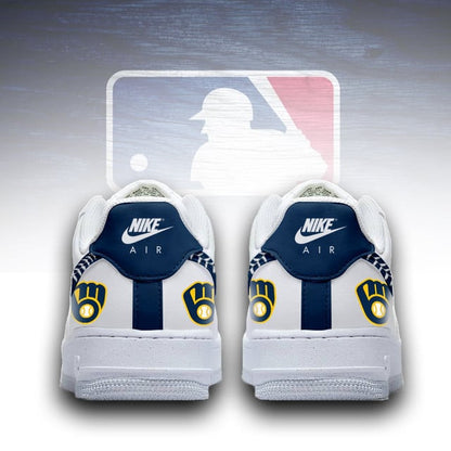LIMITED EDITION - NEW CUSTOMIZED MLB15 MBS MILWAUKEE BREWERS AF1 SNEAKERS