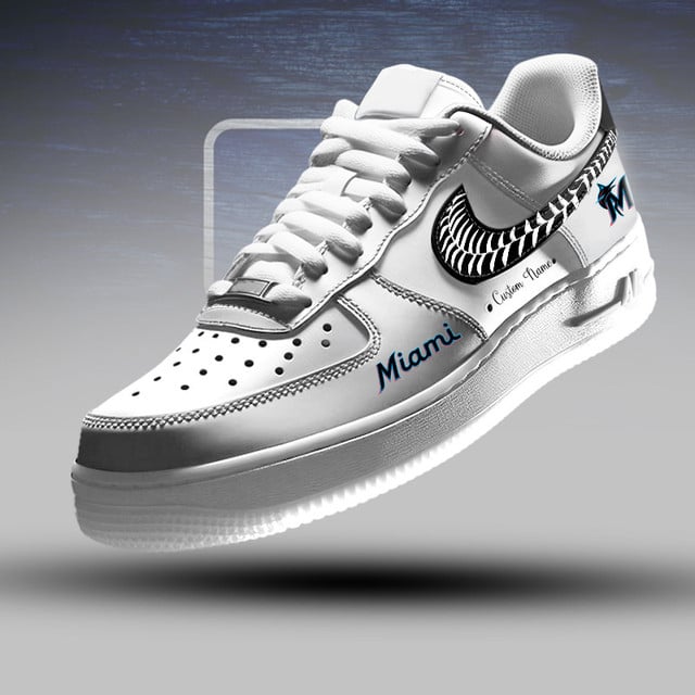LIMITED EDITION - NEW CUSTOMIZED MLB20 MMS MIAMI MARLINS AF1 SNEAKERS