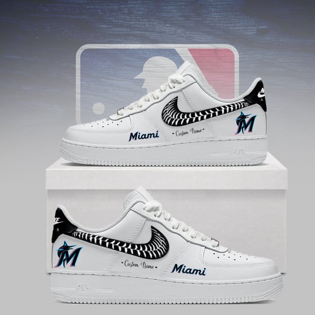 LIMITED EDITION - NEW CUSTOMIZED MLB20 MMS MIAMI MARLINS AF1 SNEAKERS
