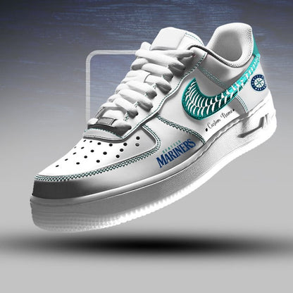 LIMITED EDITION - NEW CUSTOMIZED MLB14 SMS SEATTLE MARINERS AF1 SNEAKERS