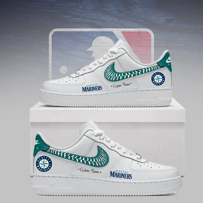 LIMITED EDITION - NEW CUSTOMIZED MLB14 SMS SEATTLE MARINERS AF1 SNEAKERS