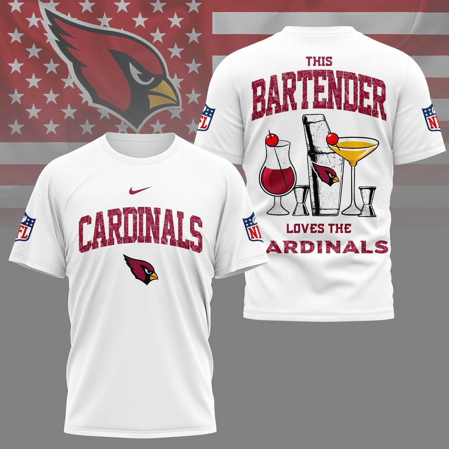 LIMITED EDITION - NEW CUSTOMIZED NFL20 ARC ARIZONA CARDINALS BARTENDER FAN 3D SHIRT