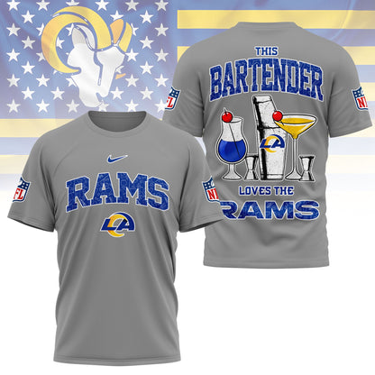 LIMITED EDITION - NEW CUSTOMIZED NFL22 LAR LOS ANGELES RAMS BARTENDER FAN 3D SHIRT