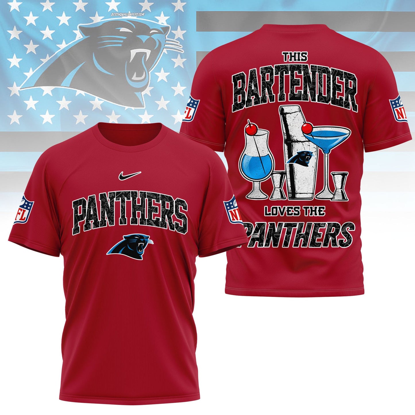 LIMITED EDITION - NEW CUSTOMIZED NFL23 CLP CAROLINA PANTHERS BARTENDER FAN 3D SHIRT