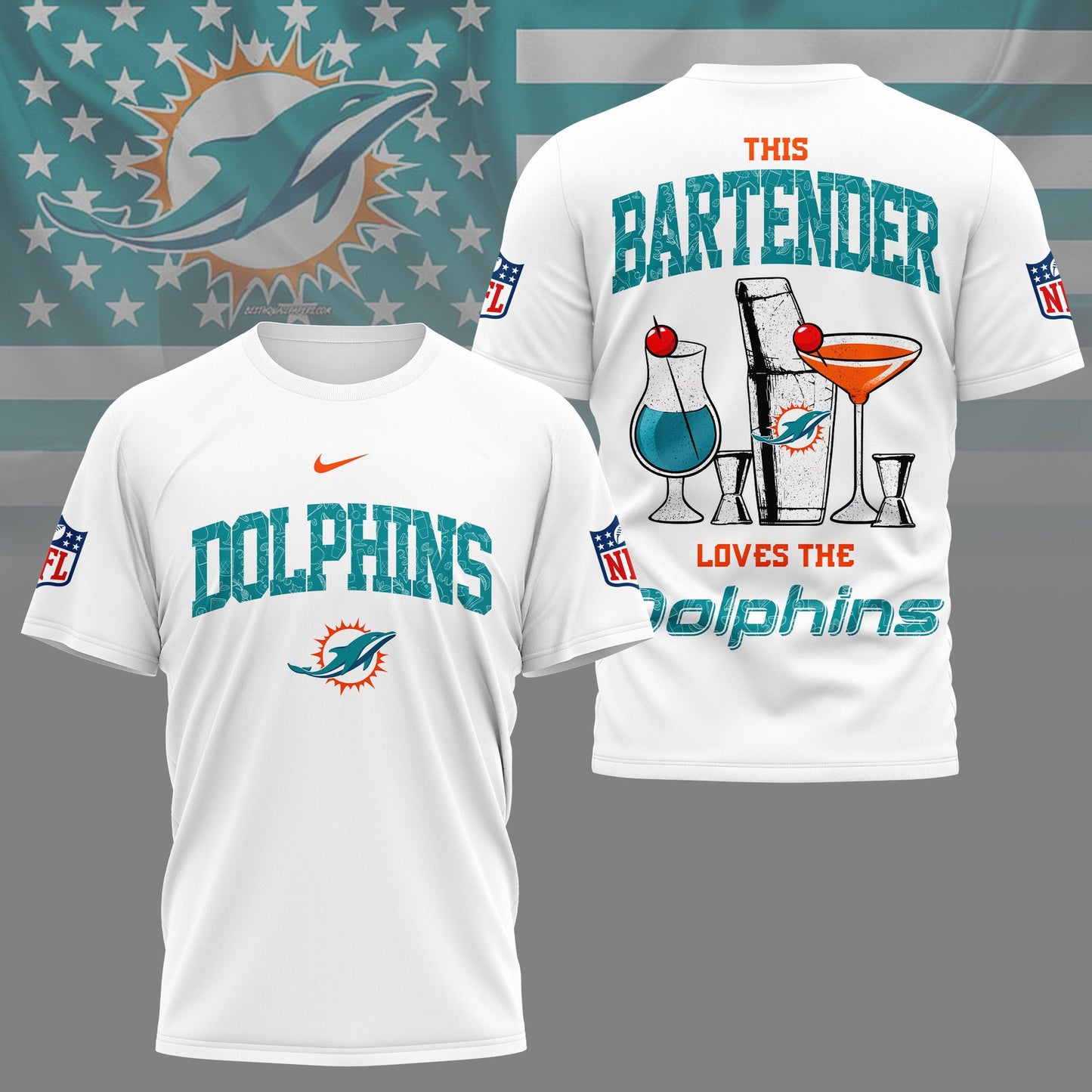 LIMITED EDITION - NEW CUSTOMIZED NFL19 MDP MIAMI DOLPHINS BARTENDER FAN 3D SHIRT