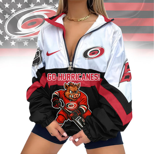 LIMITED EDITION - NEW CUSTOMIZED NHL07 CLH CAROLINA HURRICANES V-NECK ZIPPER SWEATSHIRT JACKET