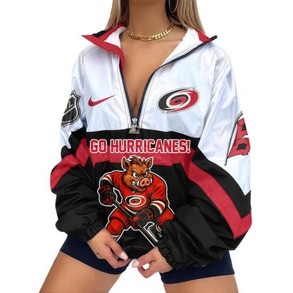 LIMITED EDITION - NEW CUSTOMIZED NHL07 CLH CAROLINA HURRICANES V-NECK ZIPPER SWEATSHIRT JACKET