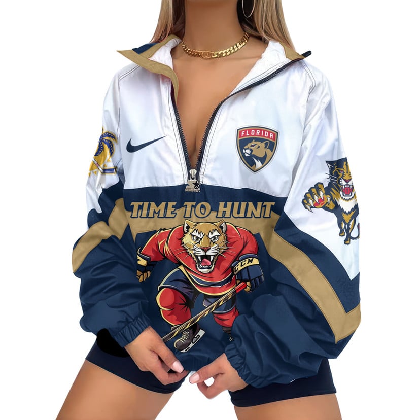 LIMITED EDITION - NEW CUSTOMIZED NHL01 FPT FLORIDA PANTHERS V-NECK ZIPPER SWEATSHIRT JACKET
