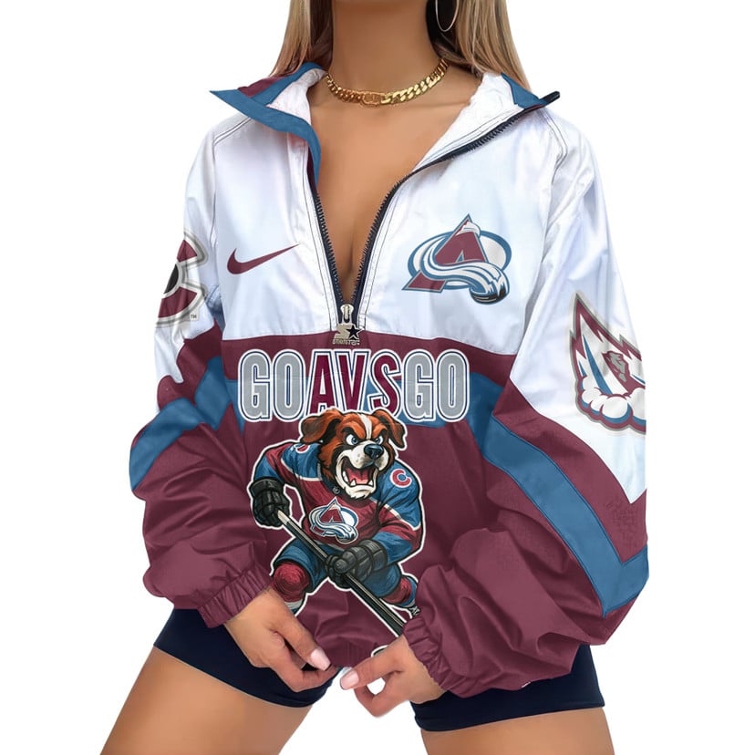 LIMITED EDITION - NEW CUSTOMIZED NHL05 CAL COLORADO AVALANCHE V-NECK ZIPPER SWEATSHIRT JACKET