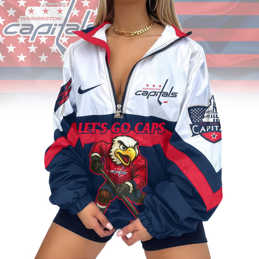 LIMITED EDITION - NEW CUSTOMIZED NHL10 WCP WASHINGTON CAPITALS V-NECK ZIPPER SWEATSHIRT JACKET