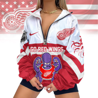 LIMITED EDITION - NEW CUSTOMIZED NHL22 DRW DETROIT RED WINGS V-NECK ZIPPER SWEATSHIRT JACKET