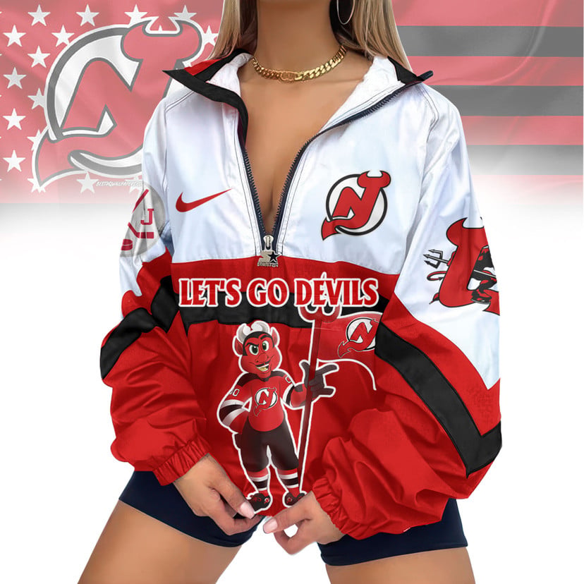 LIMITED EDITION - NEW CUSTOMIZED NHL06 NJD NEW JERSEY DEVILS V-NECK ZIPPER SWEATSHIRT JACKET